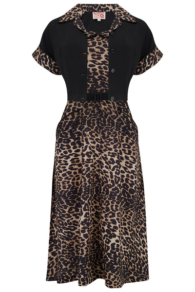 The "Lucille" 2pc Sweetheart Dress & Bolero Set In Leopard & Black, True Late 1940s - Early 50s Vintage Style - True and authentic vintage style clothing, inspired by the Classic styles of CC41 , WW2 and the fun 1950s RocknRoll era, for everyday wear plus events like Goodwood Revival, Twinwood Festival and Viva Las Vegas Rockabilly Weekend Rock n Romance Rock n Romance