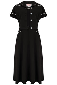 The "Lucille" 2pc Sweetheart Dress & Bolero Set In Black & Ivory Contrast, True Late 1940s - Early 50s Vintage Style - True and authentic vintage style clothing, inspired by the Classic styles of CC41 , WW2 and the fun 1950s RocknRoll era, for everyday wear plus events like Goodwood Revival, Twinwood Festival and Viva Las Vegas Rockabilly Weekend Rock n Romance Rock n Romance