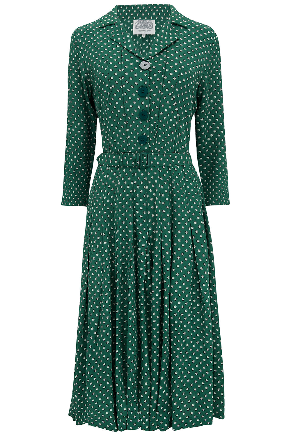 Lucille shirt dress CC41 in Green Ditzy Print , Classic 1940s True Vintage Style - True and authentic vintage style clothing, inspired by the Classic styles of CC41 , WW2 and the fun 1950s RocknRoll era, for everyday wear plus events like Goodwood Revival, Twinwood Festival and Viva Las Vegas Rockabilly Weekend Rock n Romance The Seamstress of Bloomsbury