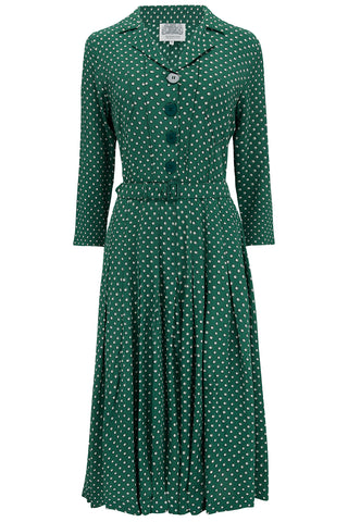 Lucille shirt dress CC41 in Green Ditzy Print , Classic 1940s True Vintage Style - CC41, Goodwood Revival, Twinwood Festival, Viva Las Vegas Rockabilly Weekend Rock n Romance The Seamstress of Bloomsbury
