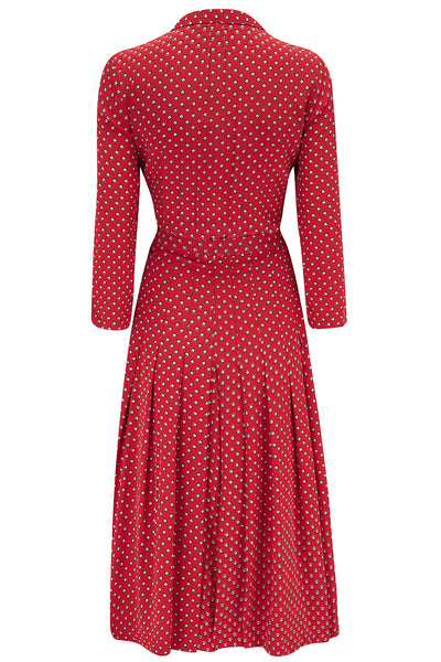 Lucille shirt dress CC41 in Red Ditzy Polka Print , Classic 1940s True Vintage Style - True and authentic vintage style clothing, inspired by the Classic styles of CC41 , WW2 and the fun 1950s RocknRoll era, for everyday wear plus events like Goodwood Revival, Twinwood Festival and Viva Las Vegas Rockabilly Weekend Rock n Romance The Seamstress of Bloomsbury