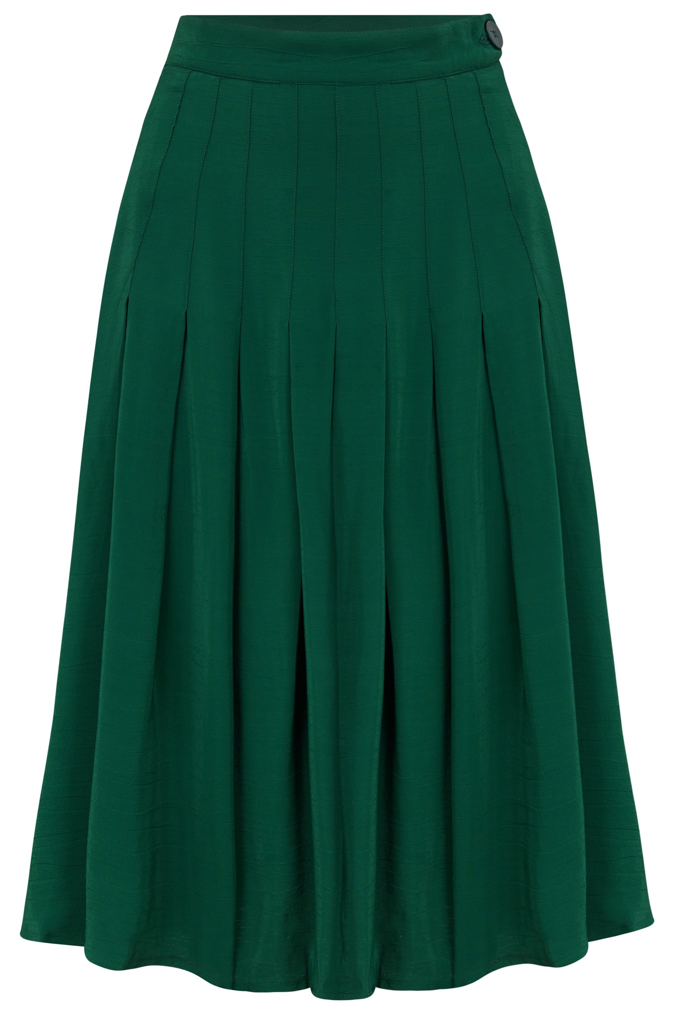 The "Lucille" Pleated Skirt in Solid Green, Classic & Authentic 1940s Vintage Inspired Style - True and authentic vintage style clothing, inspired by the Classic styles of CC41 , WW2 and the fun 1950s RocknRoll era, for everyday wear plus events like Goodwood Revival, Twinwood Festival and Viva Las Vegas Rockabilly Weekend Rock n Romance The Seamstress Of Bloomsbury