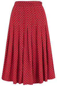 The "Lucille" Pleated Skirt in Red Ditzy Dot, Classic & Authentic 1940s Vintage Inspired Style - CC41, Goodwood Revival, Twinwood Festival, Viva Las Vegas Rockabilly Weekend Rock n Romance The Seamstress Of Bloomsbury