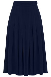 The "Lucille" Pleated Skirt in Solid Navy, Classic & Authentic 1940s Vintage Inspired Style - True and authentic vintage style clothing, inspired by the Classic styles of CC41 , WW2 and the fun 1950s RocknRoll era, for everyday wear plus events like Goodwood Revival, Twinwood Festival and Viva Las Vegas Rockabilly Weekend Rock n Romance The Seamstress Of Bloomsbury