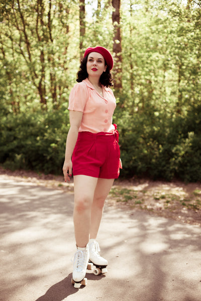 Emma vintage styled Tap Shorts in Wine - True and authentic vintage style clothing, inspired by the Classic styles of CC41 , WW2 and the fun 1950s RocknRoll era, for everyday wear plus events like Goodwood Revival, Twinwood Festival and Viva Las Vegas Rockabilly Weekend Rock n Romance The Seamstress Of Bloomsbury