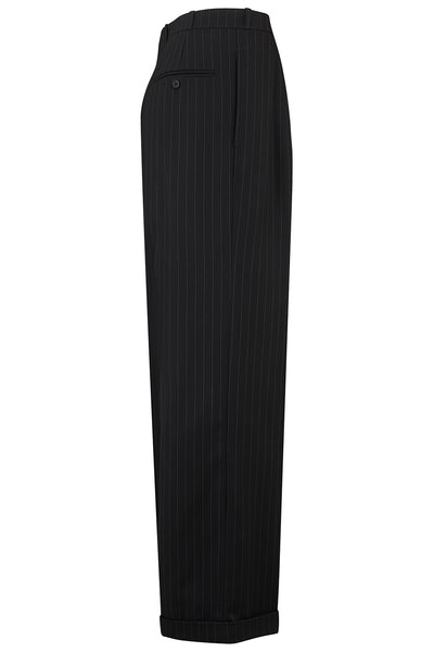 Black Pinstripe Oxford Bags Mens 1940s Inspired Trousers. - CC41, Goodwood Revival, Twinwood Festival, Viva Las Vegas Rockabilly Weekend Rock n Romance The Seamstress Of Bloomsbury