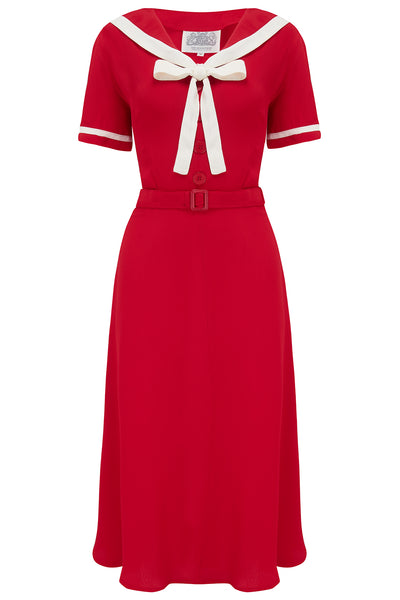 sailor vintage dress Patti 1940s Nautical Sailor Dress in Red, Authentic true vintage style – Rock n Romance