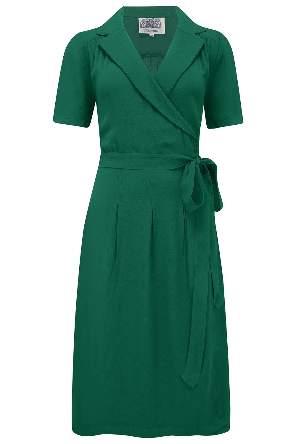 "Peggy" Wrap Dress in Vintage Green, Authentic Late 1940s Vintage Style - True and authentic vintage style clothing, inspired by the Classic styles of CC41 , WW2 and the fun 1950s RocknRoll era, for everyday wear plus events like Goodwood Revival, Twinwood Festival and Viva Las Vegas Rockabilly Weekend Rock n Romance The Seamstress of Bloomsbury