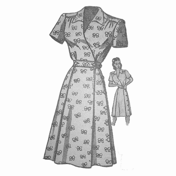 "Peggy" Wrap Dress in Blue with Rose Print, Classic 1940s Vintage Style - True vintage clothing outfit styles for Goodwood Revival and Viva Las Vegas Rockabilly Weekend Rock n Romance The Seamstress of Bloomsbury