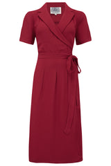 "Peggy" Wrap Dress in Windsor Wine, Classic 1940s Vintage Style