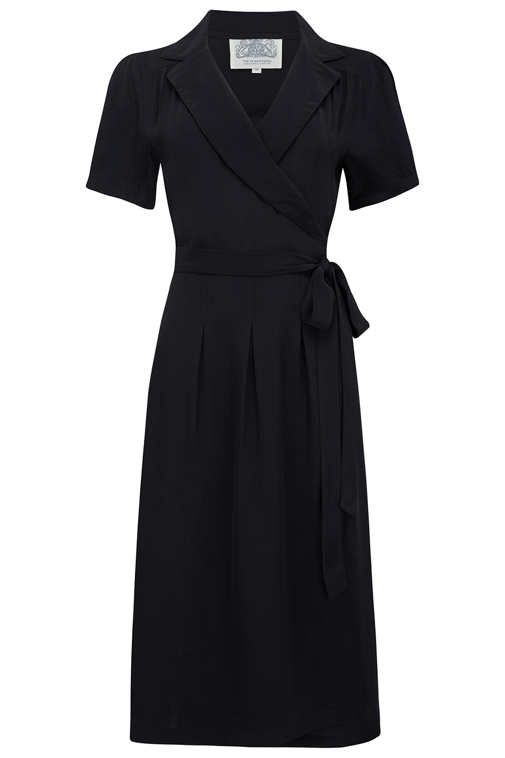 Peggy Wrap Dress Solid Black , Classic 1940s True Vintage style 12 Peggy Wrap Dress Solid Black , Classic 1940s True Vintage style 12