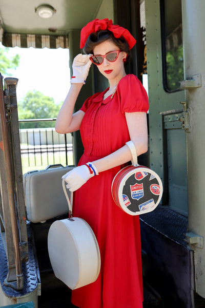 "Dorothy" Swing Dress in Pilliar Box Red, A Classic 1940s Inspired Vintage Style - CC41, Goodwood Revival, Twinwood Festival, Viva Las Vegas Rockabilly Weekend Rock n Romance The Seamstress Of Bloomsbury