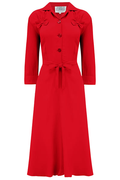 Polly Dress CC41 in Lipstick Red , Classic 1940s True Vintage Style - CC41, Goodwood Revival, Twinwood Festival, Viva Las Vegas Rockabilly Weekend Rock n Romance The Seamstress of Bloomsbury