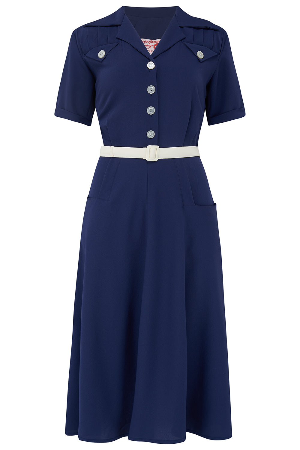 The "Polly" Dress in Solid Navy, True & Authentic 1950s Vintage Style Rock n Romance The "Polly" Dress in Solid Navy, True & Authentic 1950s Vintage Style Rock n Romance