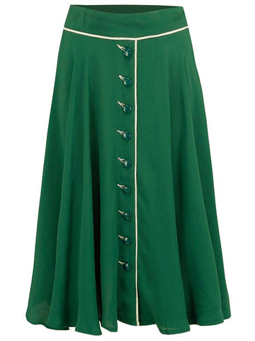 "Rita" Swing Skirt in Green with Ivory Detailing, Classic 1940s Vintage Style - CC41, Goodwood Revival, Twinwood Festival, Viva Las Vegas Rockabilly Weekend Rock n Romance The Seamstress of Bloomsbury
