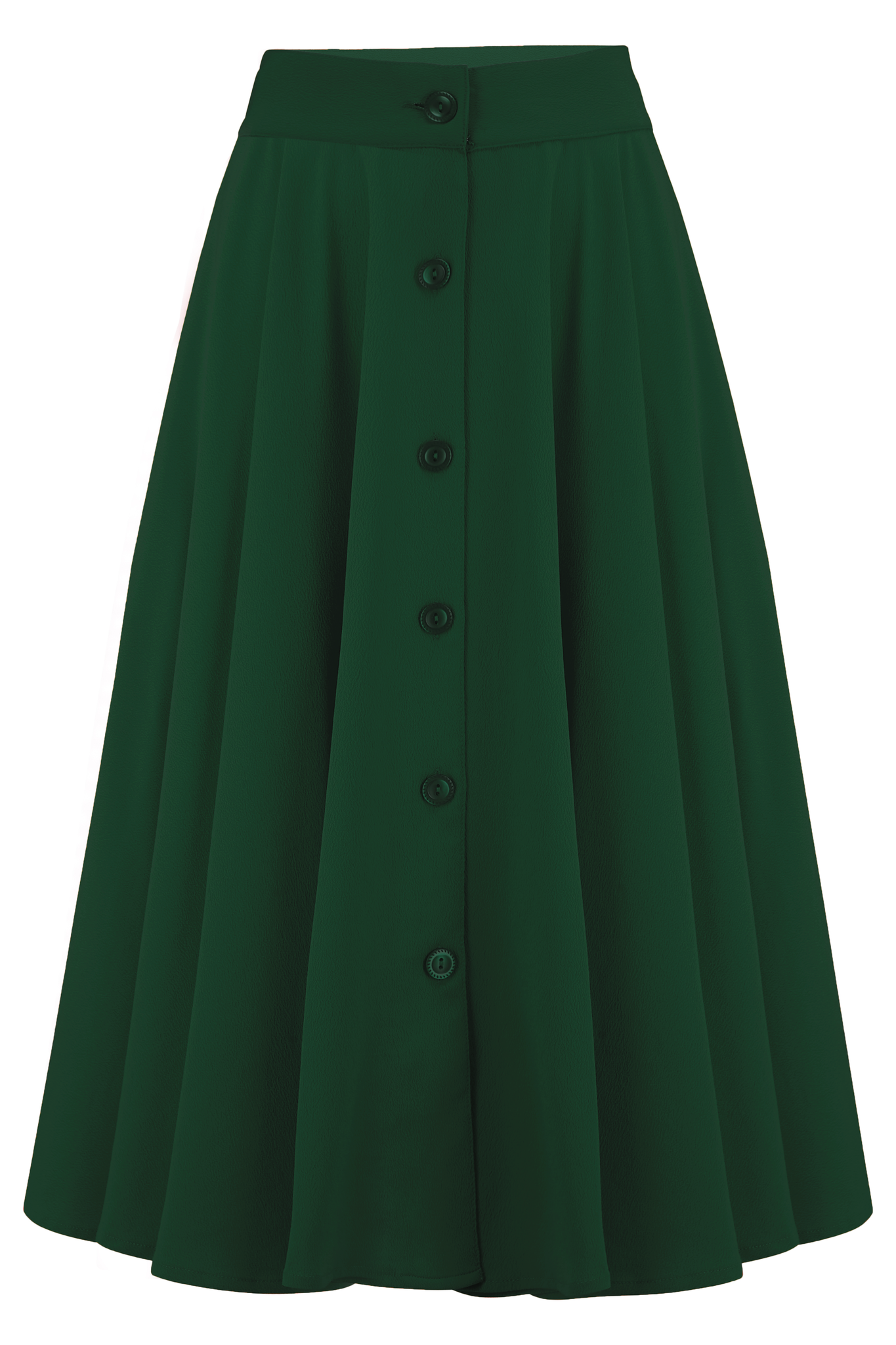 The "Beverly" Button Front Full Circle Skirt with Pockets in Solid Green, Authentic 1950s Vintage Style - True and authentic vintage style clothing, inspired by the Classic styles of CC41 , WW2 and the fun 1950s RocknRoll era, for everyday wear plus events like Goodwood Revival, Twinwood Festival and Viva Las Vegas Rockabilly Weekend Rock n Romance Rock n Romance