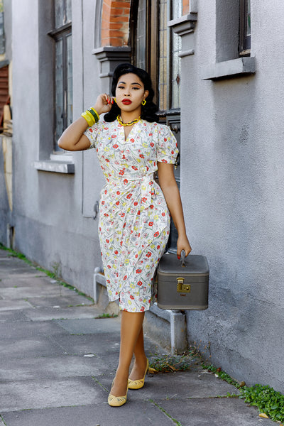 "Mabel" Dress in Poppy Print, A Classic 1940s Inspired Vintage Style - CC41, Goodwood Revival, Twinwood Festival, Viva Las Vegas Rockabilly Weekend Rock n Romance The Seamstress of Bloomsbury