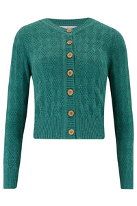 The "Sandra" Textured Diamond Knit Cardigan in Aqua Green, 1940s & 50s Vintage Style - True and authentic vintage style clothing, inspired by the Classic styles of CC41 , WW2 and the fun 1950s RocknRoll era, for everyday wear plus events like Goodwood Revival, Twinwood Festival and Viva Las Vegas Rockabilly Weekend Rock n Romance Rock n Romance