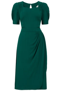 Shelly Dress in Vintage Green, A Classic 1940s Inspired wiggle dress, True Vintage Style - CC41, Goodwood Revival, Twinwood Festival, Viva Las Vegas Rockabilly Weekend Rock n Romance The Seamstress of Bloomsbury