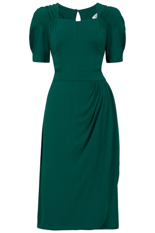 Shelly Dress in Vintage Green, A Classic 1940s Inspired wiggle dress, True Vintage Style - CC41, Goodwood Revival, Twinwood Festival, Viva Las Vegas Rockabilly Weekend Rock n Romance The Seamstress of Bloomsbury