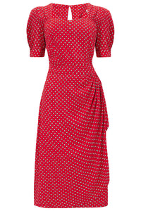 Shelly Dress in 40s Red Ditzy CC41, A Classic 1940s Inspired wiggle dress, True Vintage Style - True and authentic vintage style clothing, inspired by the Classic styles of CC41 , WW2 and the fun 1950s RocknRoll era, for everyday wear plus events like Goodwood Revival, Twinwood Festival and Viva Las Vegas Rockabilly Weekend Rock n Romance The Seamstress of Bloomsbury