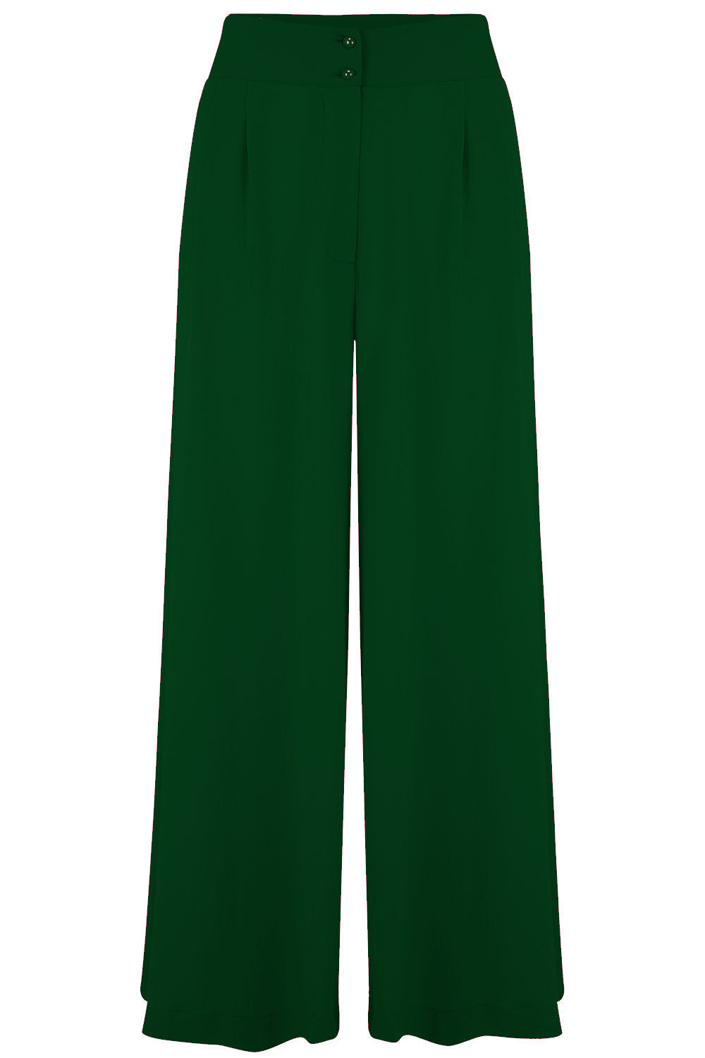 The "Sophia" Palazzo Wide Leg Trousers in Green, Easy To Wear Vintage Inspired Style - True and authentic vintage style clothing, inspired by the Classic styles of CC41 , WW2 and the fun 1950s RocknRoll era, for everyday wear plus events like Goodwood Revival, Twinwood Festival and Viva Las Vegas Rockabilly Weekend Rock n Romance Rock n Romance