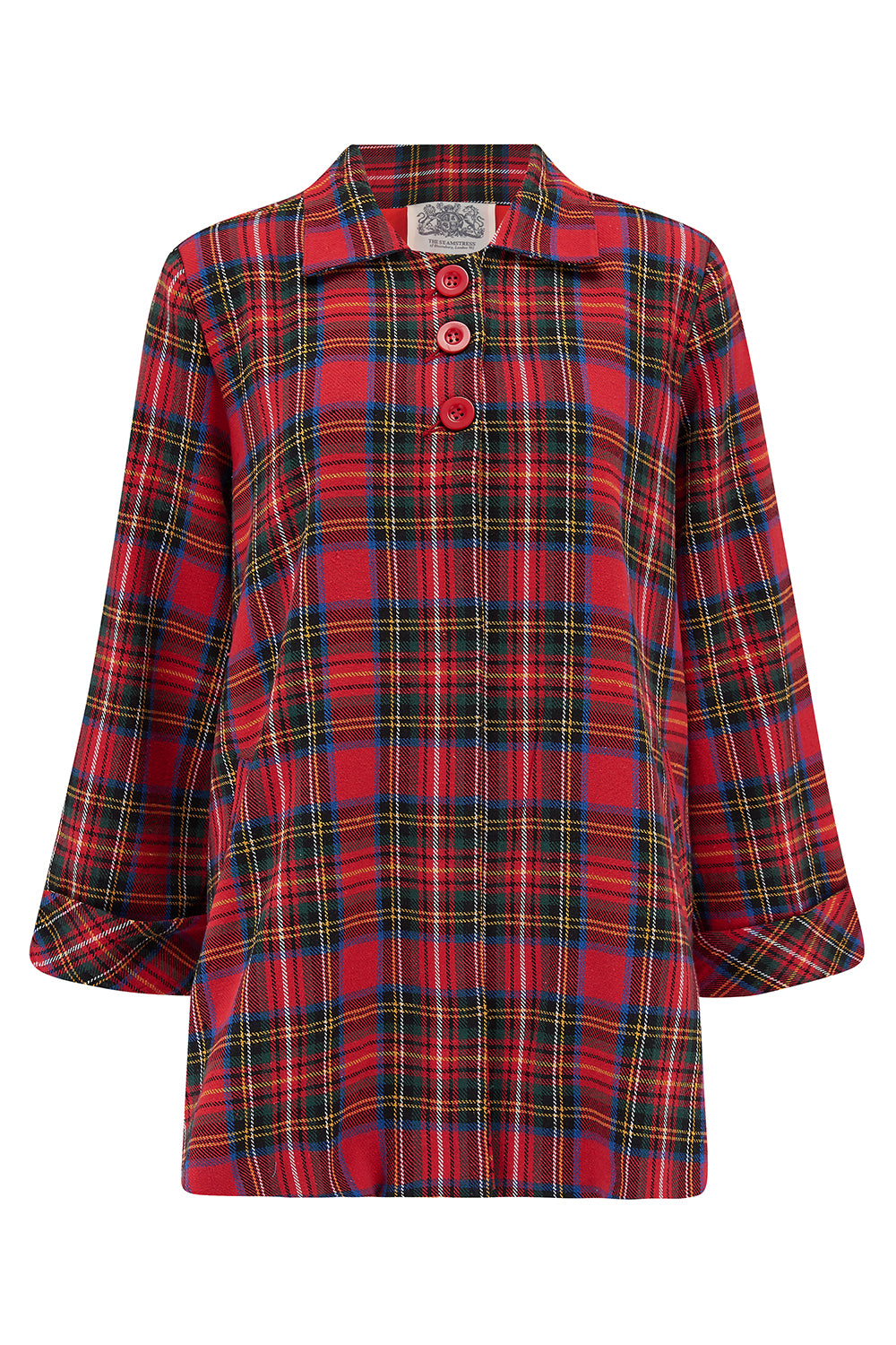Swing Jacket in Red Tartan Check , Vintage 1940s Cape Style Inspired Over Coat - True and authentic vintage style clothing, inspired by the Classic styles of CC41 , WW2 and the fun 1950s RocknRoll era, for everyday wear plus events like Goodwood Revival, Twinwood Festival and Viva Las Vegas Rockabilly Weekend Rock n Romance The Seamstress Of Bloomsbury