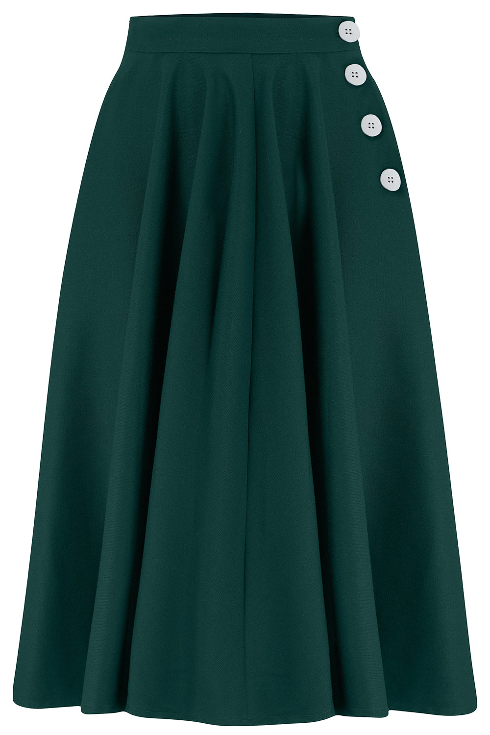 "Sylvia" Tailored Skirt in Solid Green , Classic & Authentic 1940s Vintage Inspired Style - True and authentic vintage style clothing, inspired by the Classic styles of CC41 , WW2 and the fun 1950s RocknRoll era, for everyday wear plus events like Goodwood Revival, Twinwood Festival and Viva Las Vegas Rockabilly Weekend Rock n Romance The Seamstress Of Bloomsbury
