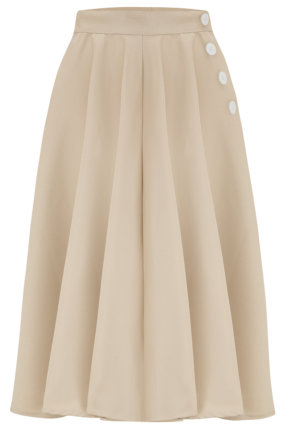 "Sylvia"  Tailored Skirt in Stone , Classic & Authentic 1940s Vintage Inspired Style