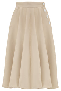 "Sylvia"  Tailored Skirt in Stone , Classic & Authentic 1940s Vintage Inspired Style