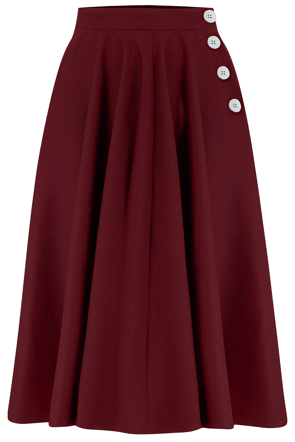 "Sylvia" Tailored Skirt in Burgundy , Classic & Authentic 1940s Vintage Inspired Style - True and authentic vintage style clothing, inspired by the Classic styles of CC41 , WW2 and the fun 1950s RocknRoll era, for everyday wear plus events like Goodwood Revival, Twinwood Festival and Viva Las Vegas Rockabilly Weekend Rock n Romance The Seamstress Of Bloomsbury