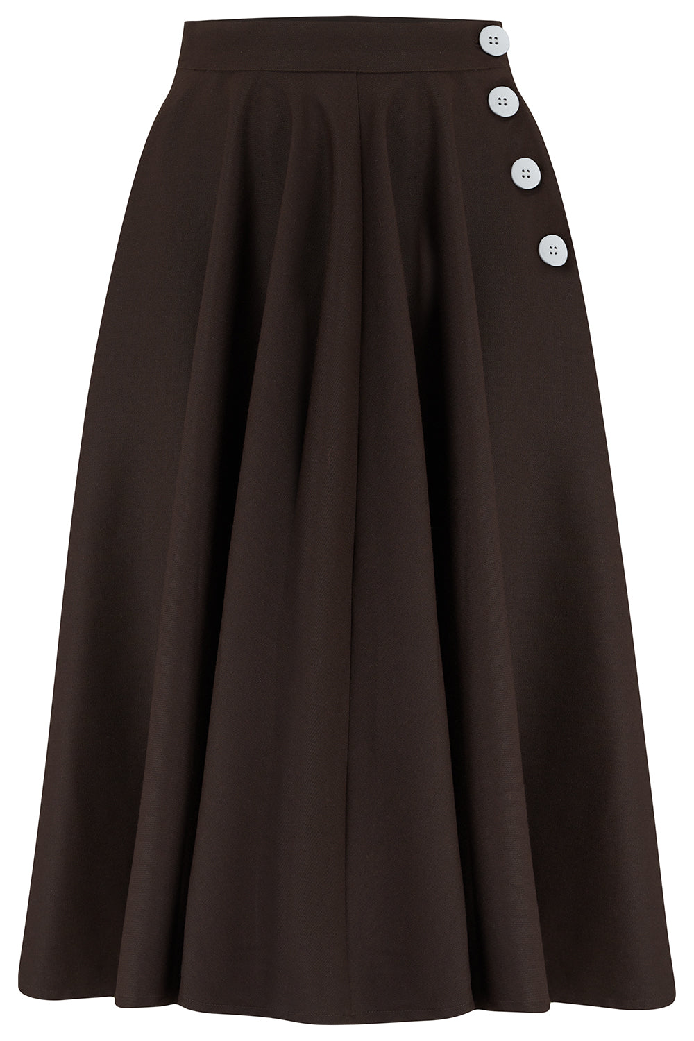 "Sylvia" Tailored Skirt in Solid Brown , Classic & Authentic 1940s Vintage Inspired Style - True and authentic vintage style clothing, inspired by the Classic styles of CC41 , WW2 and the fun 1950s RocknRoll era, for everyday wear plus events like Goodwood Revival, Twinwood Festival and Viva Las Vegas Rockabilly Weekend Rock n Romance The Seamstress Of Bloomsbury