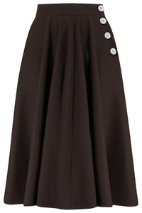 "Sylvia" Tailored Skirt in Solid Brown , Classic & Authentic 1940s Vintage Inspired Style - CC41, Goodwood Revival, Twinwood Festival, Viva Las Vegas Rockabilly Weekend Rock n Romance The Seamstress Of Bloomsbury