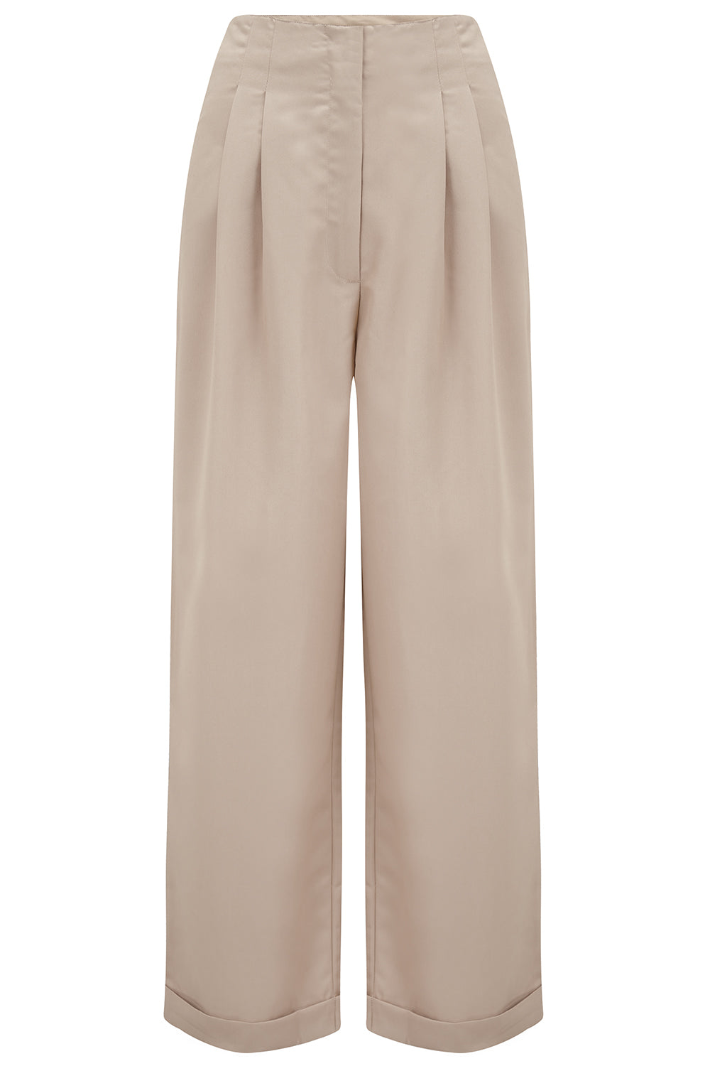 "Audrey" Tailored Trousers in Stone Perfectly Authentic 1940s Vintage Inspired Style - True and authentic vintage style clothing, inspired by the Classic styles of CC41 , WW2 and the fun 1950s RocknRoll era, for everyday wear plus events like Goodwood Revival, Twinwood Festival and Viva Las Vegas Rockabilly Weekend Rock n Romance The Seamstress Of Bloomsbury