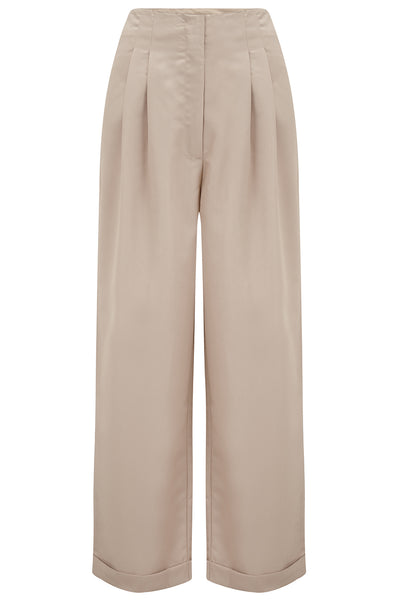 "Audrey" Tailored Trousers in Stone Perfectly Authentic 1940s Vintage Inspired Style - CC41, Goodwood Revival, Twinwood Festival, Viva Las Vegas Rockabilly Weekend Rock n Romance The Seamstress Of Bloomsbury