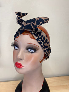 Twist & Go .. Wired Headband (No Tying Fiddly Knots or Bows) 1950s Rockabilly / 1940s Landgirl Style .. In Leopard Print