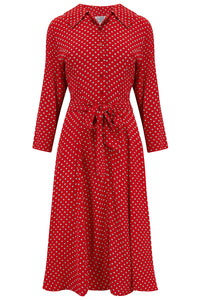 Violet dress in Red Ditzy , A Classic 1940s Inspired Day dress, True Vintage Style - True and authentic vintage style clothing, inspired by the Classic styles of CC41 , WW2 and the fun 1950s RocknRoll era, for everyday wear plus events like Goodwood Revival, Twinwood Festival and Viva Las Vegas Rockabilly Weekend Rock n Romance The Seamstress of Bloomsbury