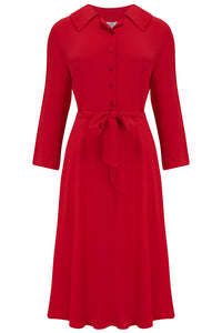Violet dress in Red , A Classic 1940s Inspired Day dress, True Vintage Style - True and authentic vintage style clothing, inspired by the Classic styles of CC41 , WW2 and the fun 1950s RocknRoll era, for everyday wear plus events like Goodwood Revival, Twinwood Festival and Viva Las Vegas Rockabilly Weekend Rock n Romance The Seamstress of Bloomsbury