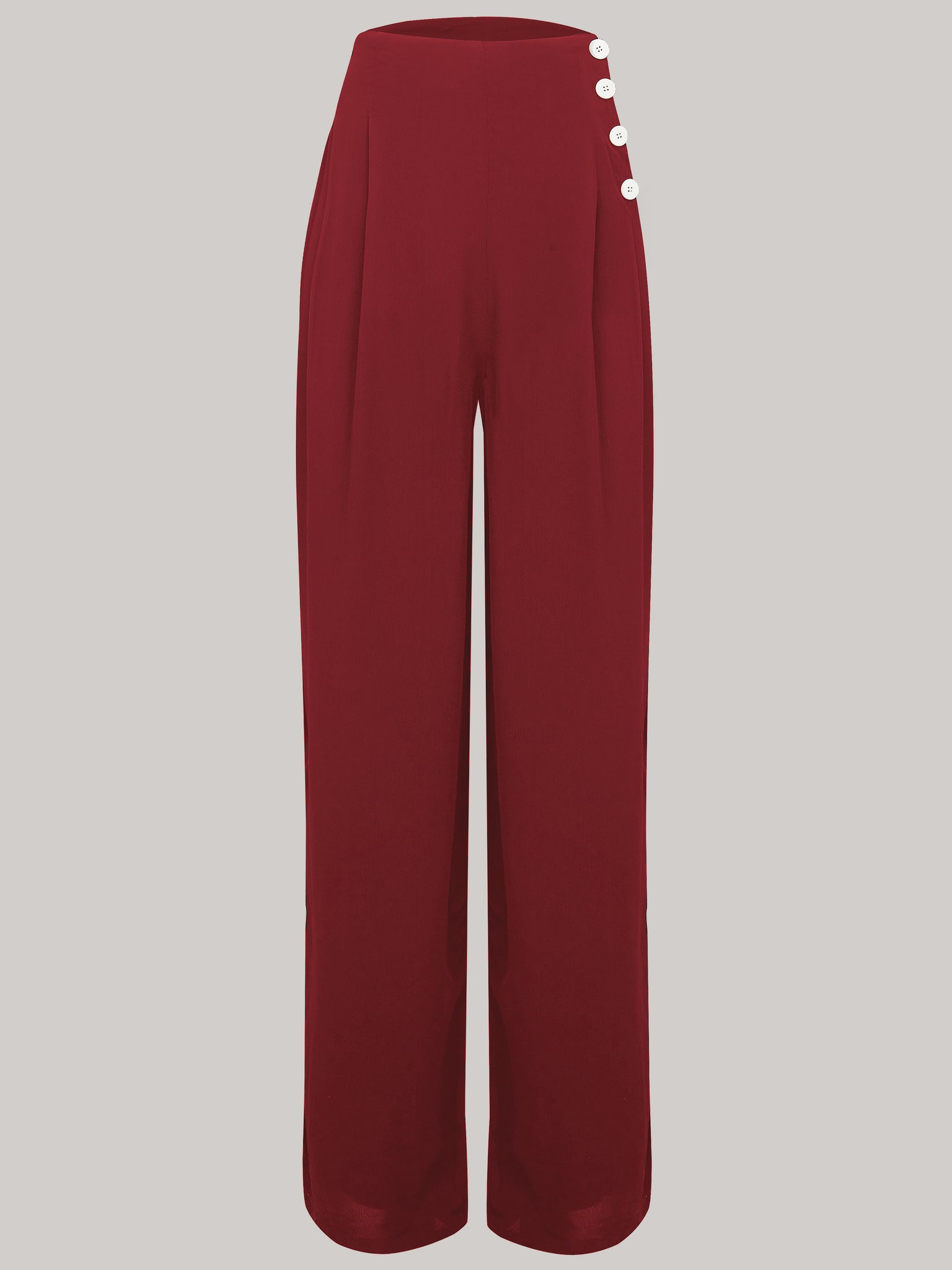 "Audrey" Trousers in Wine, Totally Authentic & Classic 1940s True Vintage Inspired Style - True and authentic vintage style clothing, inspired by the Classic styles of CC41 , WW2 and the fun 1950s RocknRoll era, for everyday wear plus events like Goodwood Revival, Twinwood Festival and Viva Las Vegas Rockabilly Weekend Rock n Romance The Seamstress Of Bloomsbury