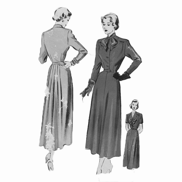 "Eva" Dress in Navy , Classic 1940's Style Long Sleeve Dress with Tie Neck - CC41, Goodwood Revival, Twinwood Festival, Viva Las Vegas Rockabilly Weekend Rock n Romance The Seamstress Of Bloomsbury
