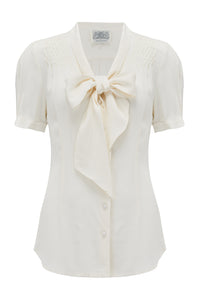 Eva Blouse short sleeve in Cream, Authentic & Classic 1940s Vintage Style - True and authentic vintage style clothing, inspired by the Classic styles of CC41 , WW2 and the fun 1950s RocknRoll era, for everyday wear plus events like Goodwood Revival, Twinwood Festival and Viva Las Vegas Rockabilly Weekend Rock n Romance The Seamstress Of Bloomsbury