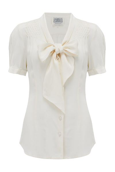 Eva Blouse short sleeve in Cream, Authentic & Classic 1940s Vintage Style - True and authentic vintage style clothing, inspired by the Classic styles of CC41 , WW2 and the fun 1950s RocknRoll era, for everyday wear plus events like Goodwood Revival, Twinwood Festival and Viva Las Vegas Rockabilly Weekend Rock n Romance The Seamstress Of Bloomsbury