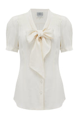 Eva Blouse short sleeve in Cream, Authentic & Classic 1940s Vintage Style