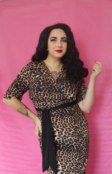 The “Evelyn" Wiggle Dress in Leopard Print, True Late 40s Early 50s Vintage Style - True and authentic vintage style clothing, inspired by the Classic styles of CC41 , WW2 and the fun 1950s RocknRoll era, for everyday wear plus events like Goodwood Revival, Twinwood Festival and Viva Las Vegas Rockabilly Weekend Rock n Romance Rock n Romance