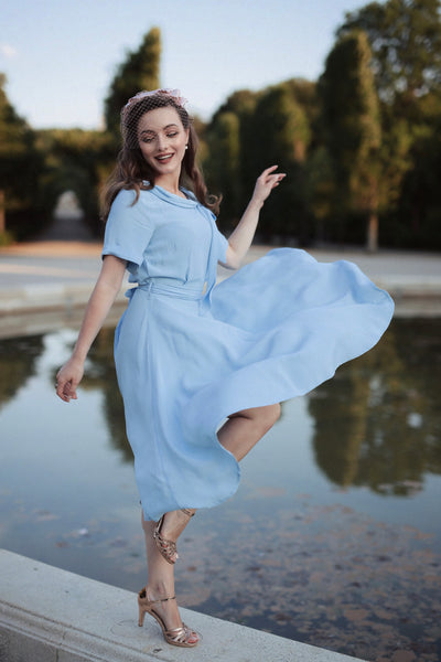 Cindy Dress in Powder Blue by The Seamstress Of Bloomsbury, Classic 1940s Vintage Inspired Style - CC41, Goodwood Revival, Twinwood Festival, Viva Las Vegas Rockabilly Weekend Rock n Romance The Seamstress Of Bloomsbury
