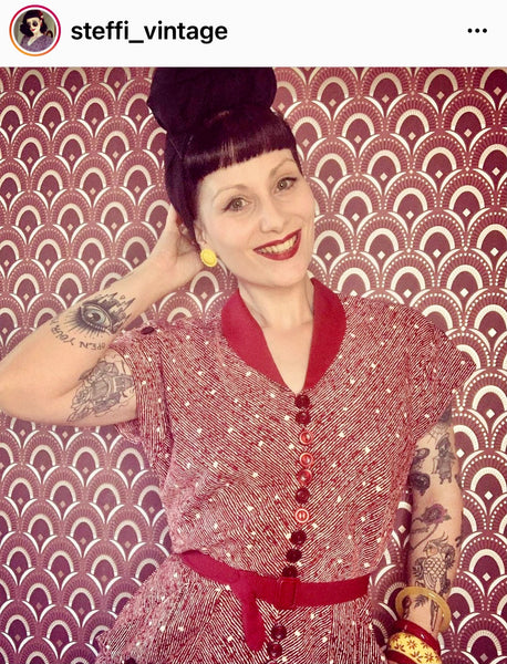 The "Casey" Dress in Wine Ditzy Print, True & Authentic 1950s Vintage Style - CC41, Goodwood Revival, Twinwood Festival, Viva Las Vegas Rockabilly Weekend Rock n Romance Rock n Romance