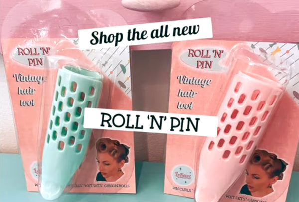 ROLL ‘N’ PIN – VINTAGE HAIR STYLING TOOL in Pretty Pink or Mint Green by Le Keux Cosmetics - CC41, Goodwood Revival, Twinwood Festival, Viva Las Vegas Rockabilly Weekend Rock n Romance Le Keux Cosmetics