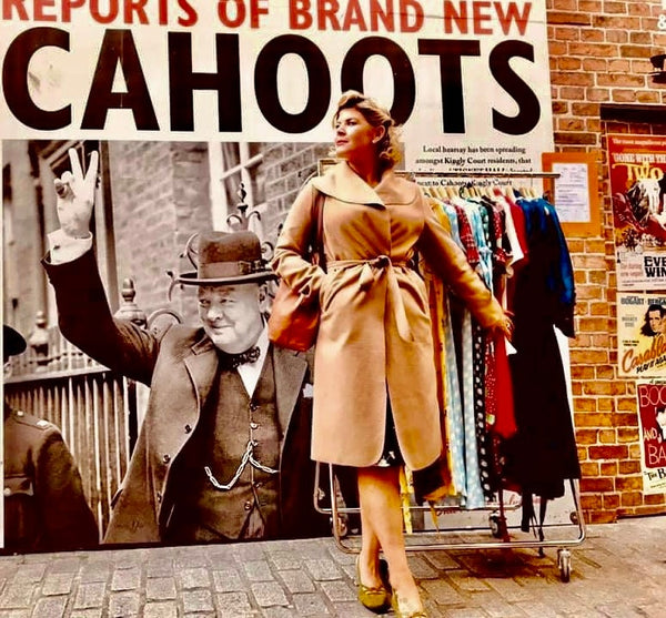 The "Monroe" Wrap Coat in Classic Camel.. True & Authentic Late 1940s, Early 50s Vintage Style - True and authentic vintage style clothing, inspired by the Classic styles of CC41 , WW2 and the fun 1950s RocknRoll era, for everyday wear plus events like Goodwood Revival, Twinwood Festival and Viva Las Vegas Rockabilly Weekend Rock n Romance Rock n Romance