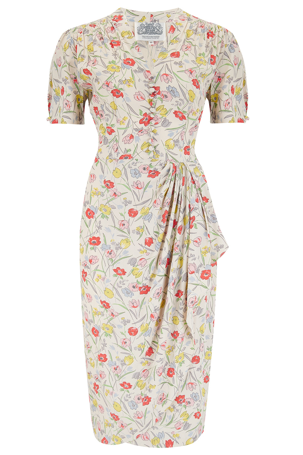 "Mabel" Dress in Poppy Print, A Classic 1940s Inspired Vintage Style - CC41, Goodwood Revival, Twinwood Festival, Viva Las Vegas Rockabilly Weekend Rock n Romance The Seamstress of Bloomsbury