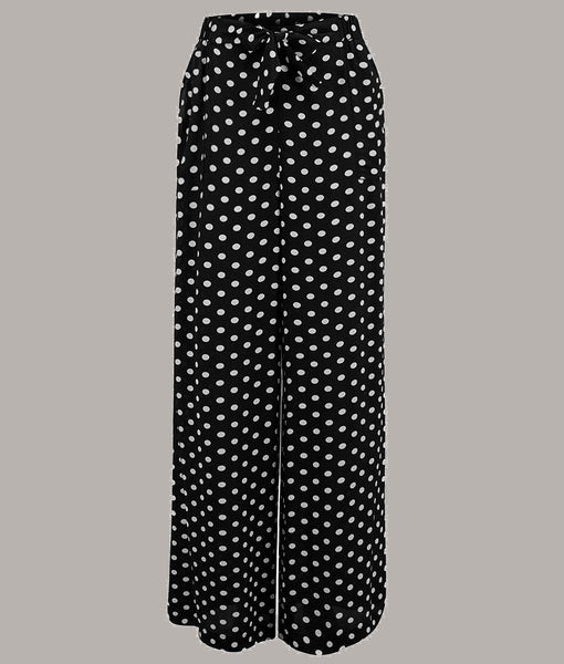 Winnie" Loose Fit Wide Leg Trousers in Black With White Polka , Authentic 1940s Style - CC41, Goodwood Revival, Twinwood Festival, Viva Las Vegas Rockabilly Weekend Rock n Romance The Seamstress Of Bloomsbury